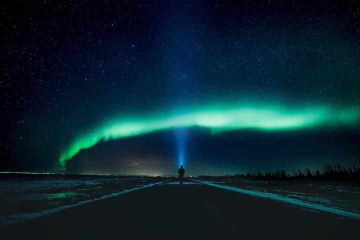 a sky view looking up at night